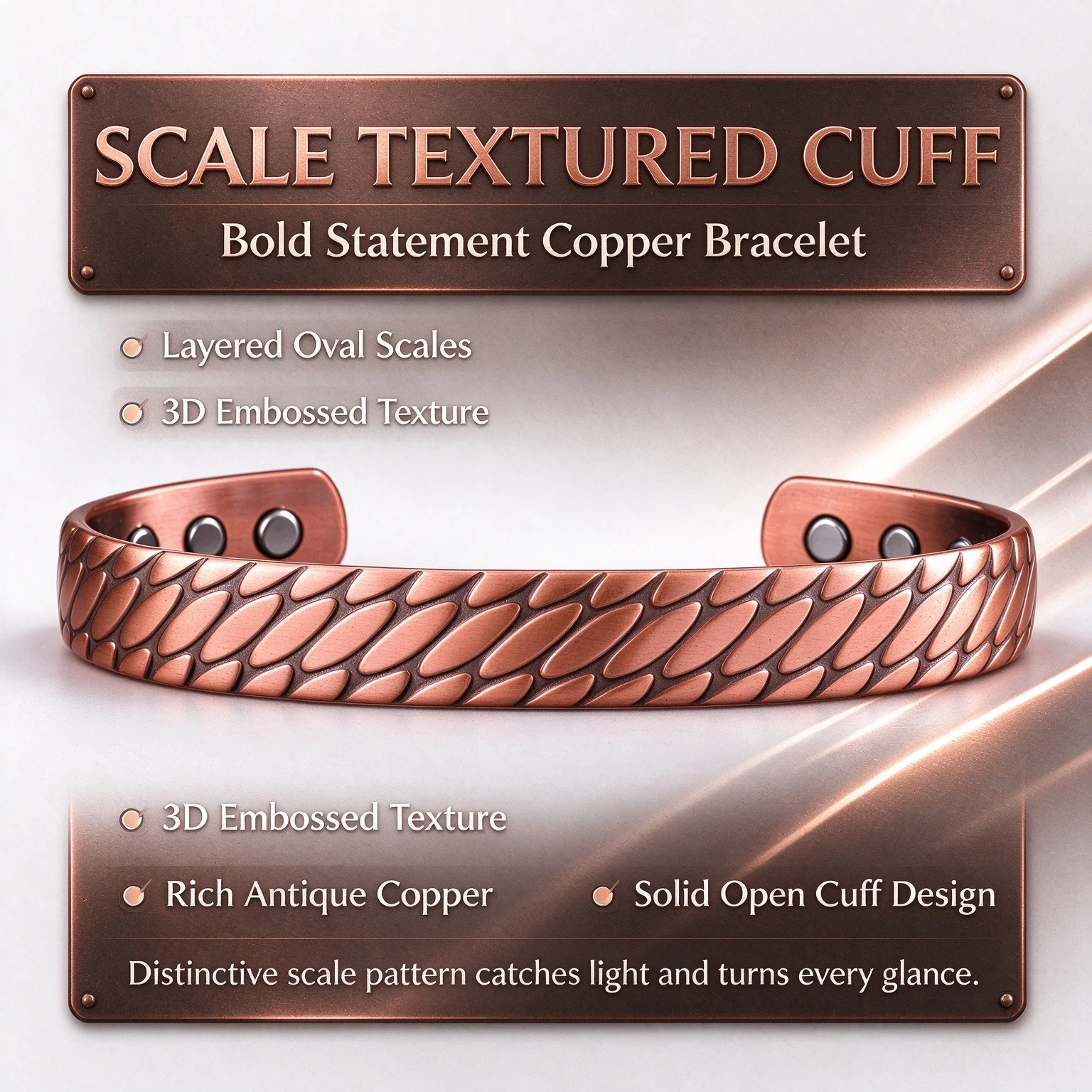 Pure copper bracelet, adjustable magnetic therapy wristband, jewelry for relieving arthritis and improving sleep, adjustable