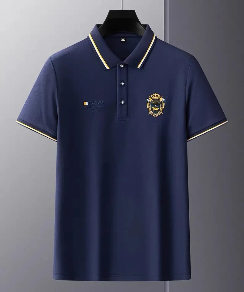 

2025 new men's business casual short sleeved shirt embroidered polo shirt fashionable, breathable, comfortable and versatile top