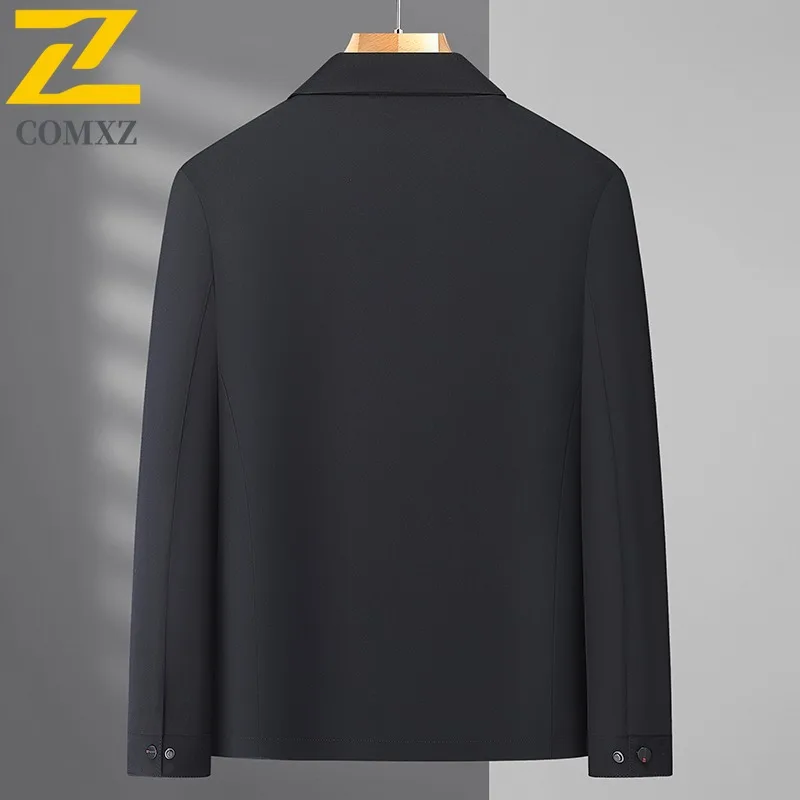 سترة رجالي COMXZ بسيطة مقاومة للتجاعيد وياقة واقفة للسفر في الهواء الطلق معطف مقاوم للرياح ملابس خارجية خفيفة الوزن للخريف يوميًا #5