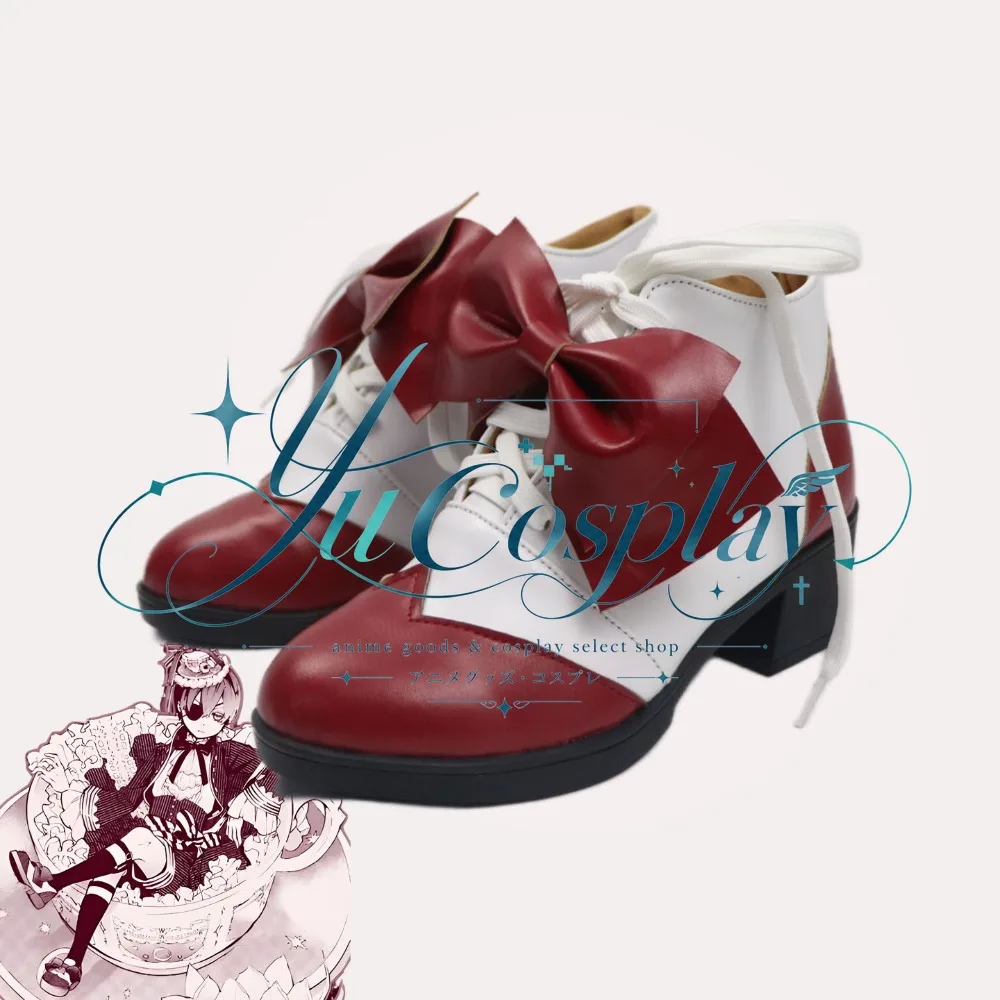 Black Butler Ciel Tea Cup Cosplay Shoes Custom Platform Anime Boots Halloween Stage Footwear
