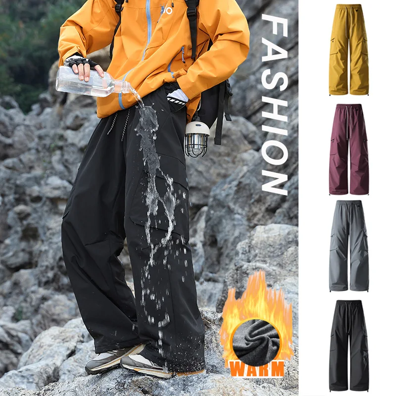 

Горный уличный альпинистский комбинезон с несколькими карманами, функциональный комбинезон десантника, мужские бархатные свободные прямые повседневные брюки