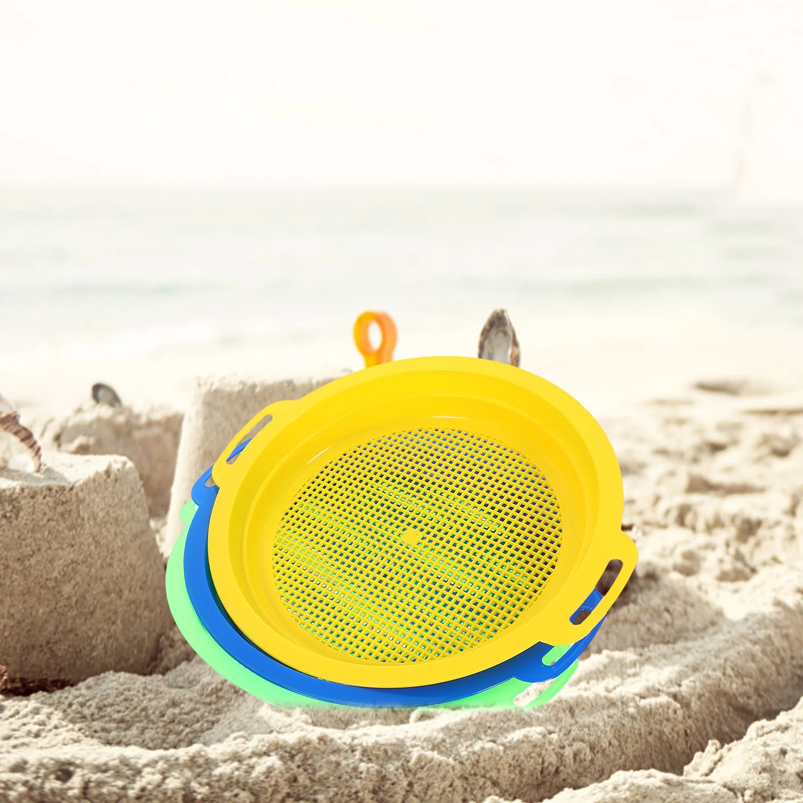 4 Pcs Kids Beach Toys Children's Mesh Sieve Sand Strainer Shell Plastic Summer Plaything Tool Baby