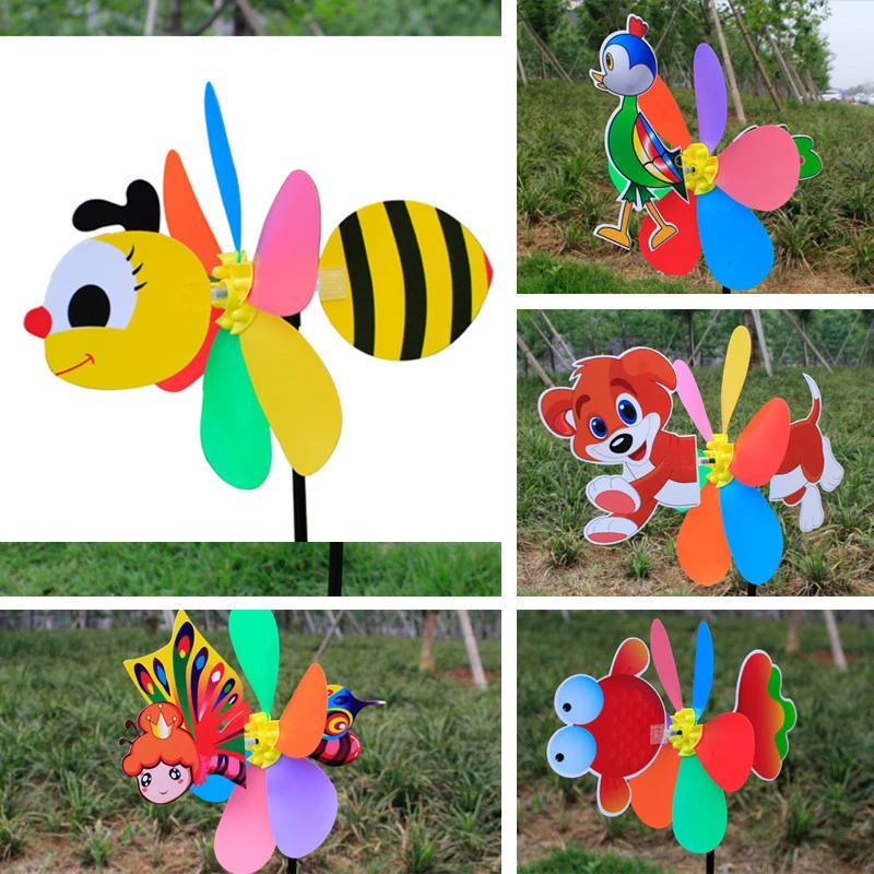 Cute Animal Colorful Three-dimensional Windmill Cartoon Children Toys Home Garden Decoration Wind Spinner Whirligig Yard Decor