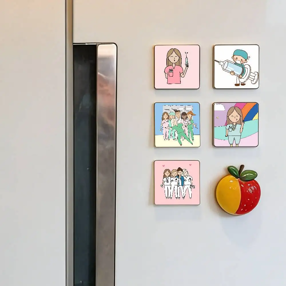 Nurse And Doctor Cute Refrigerator Magnets Magnet Personalized Magnet Square Shape Fridge Refrigerator Wall Door Decoration