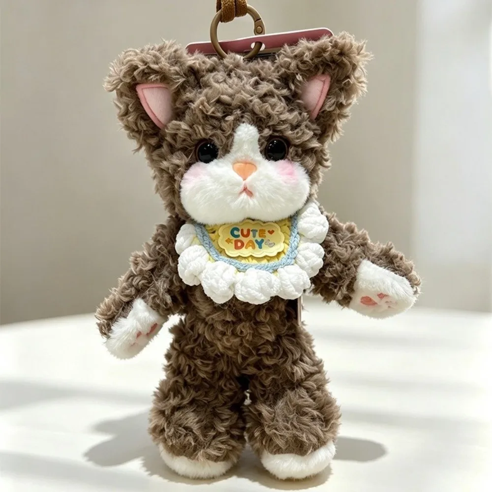 Fashion Soft Cat Plush Keychain Animal Shape Curly German Cat Stuffed Bag Charm Adorable Cartoon Fluffy Ornament Party Favor