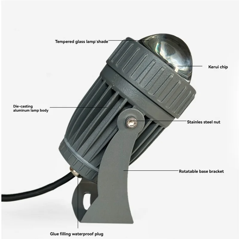 H-W في الهواء الطلق LED حديقة الجدار الأضواء 10W إضاءة المناظر الطبيعية AC220V IP65 مقاوم للماء كشاف واحد أبيض دافئ #5