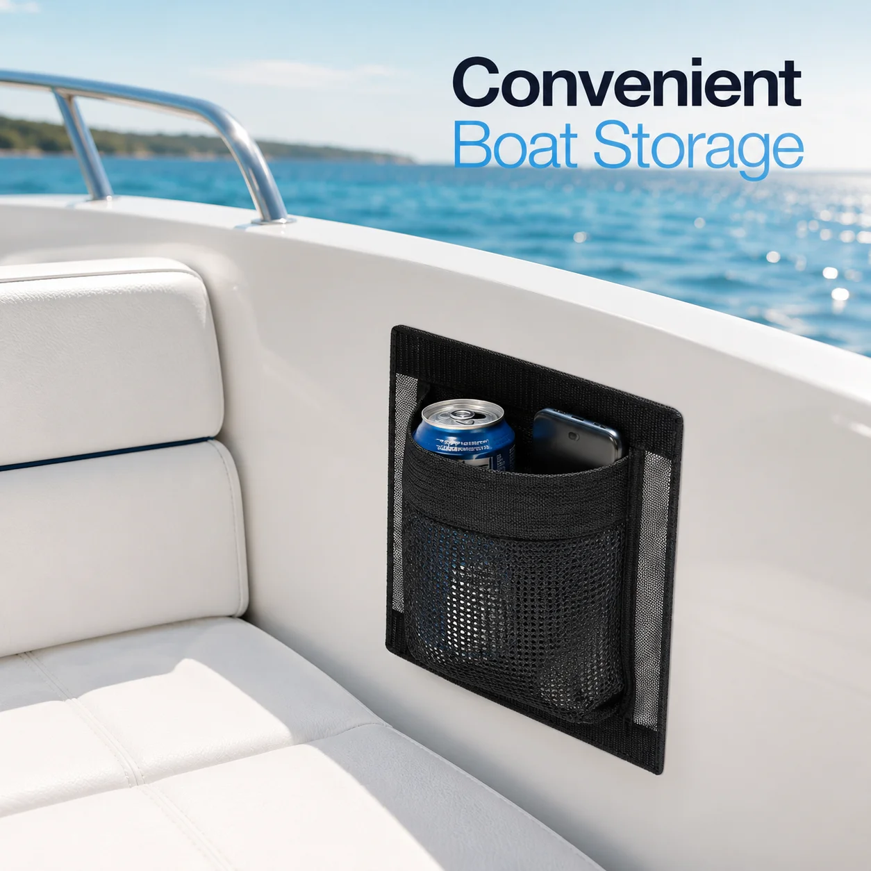 Self Adhesive Boat Storage Mesh Bag Lightweight Marine Organizer Holder Easy Install Removable for Boat Yacht RV Accessories