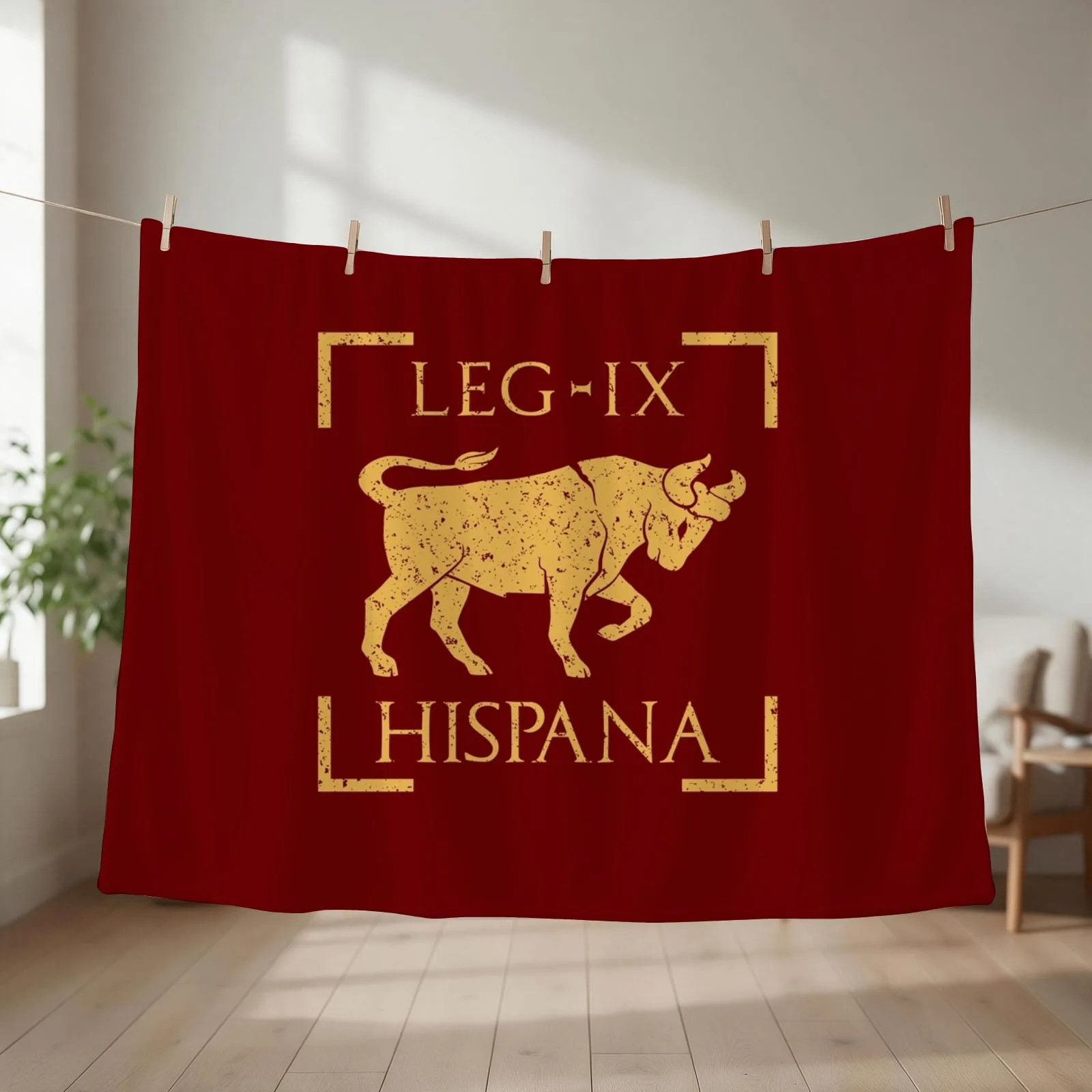 Legio IX Hispana Taurus Emblem Roman Legion Throw Blanket couch cozy soft plush fuzzy picnic outdoor blanket