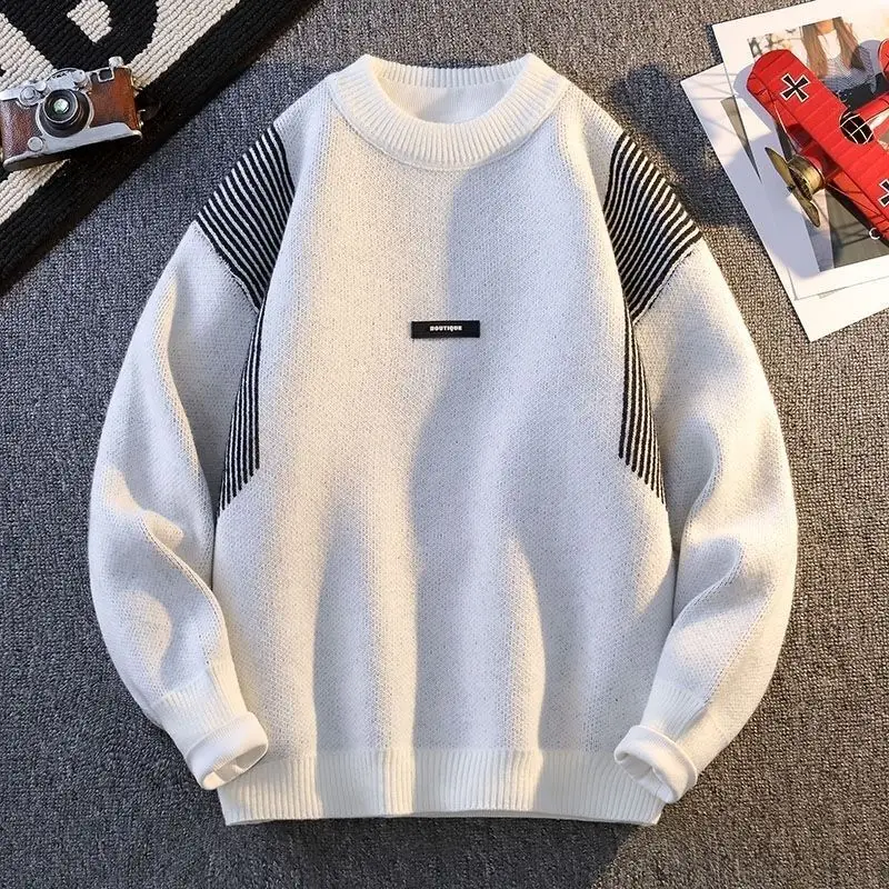 Trendy Knit Sweater Male Round Collar Graphic Pullovers Crewneck 2025 Men's Clothing T Shirt Cigaret Aesthetic Meme Knitwears