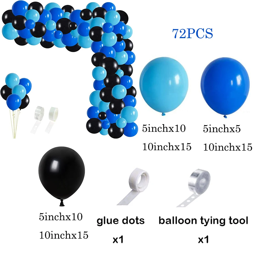 Royal Blue Balloon Garland Arch Kit Light Blue Black Video Game Latex Ballon Party Birthday Decoration Helium Globos Baby Shower