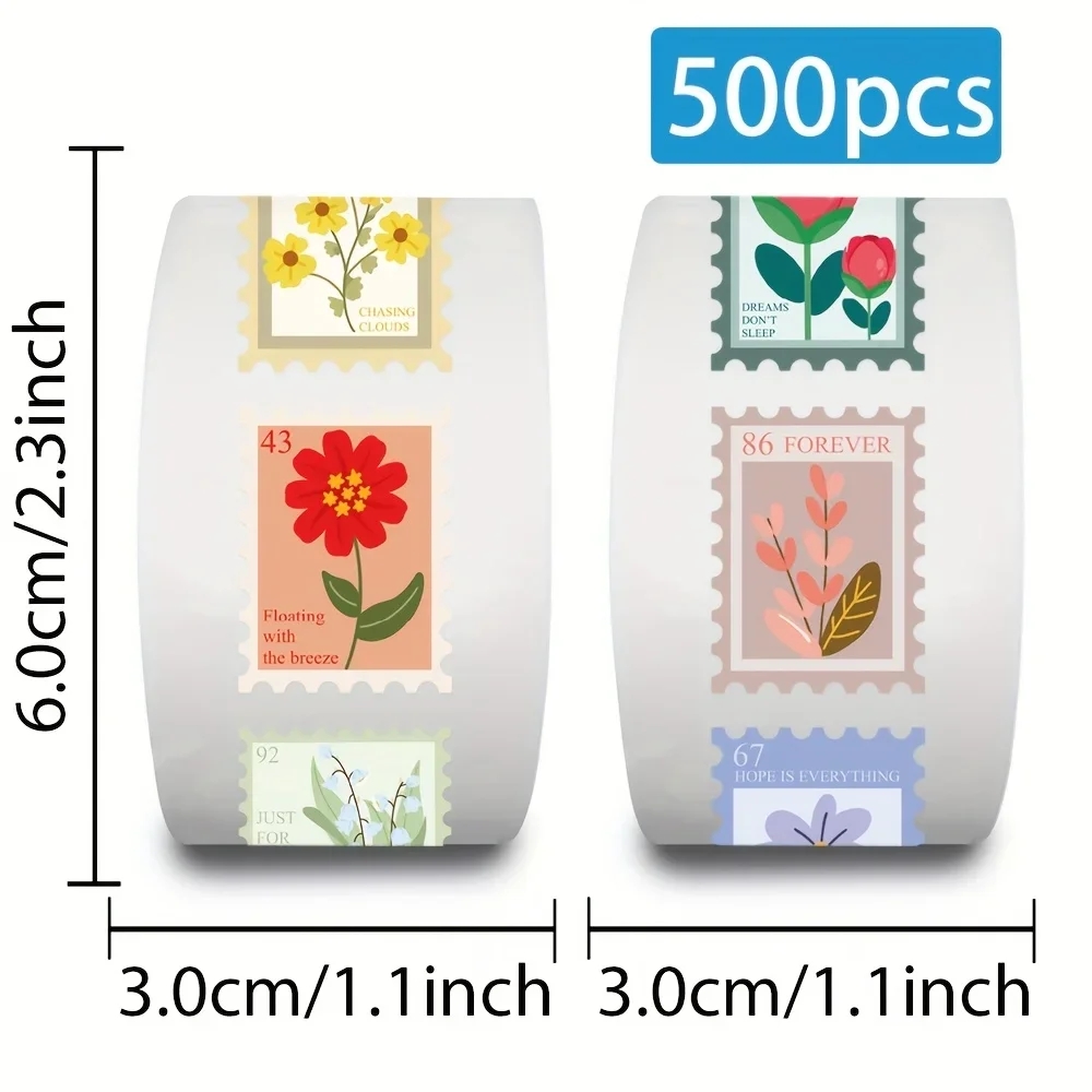 500 Flower Stamp Stickers, Suitable For Diy Projects On Laptops, Suitcases, Guitars, Mobile Phones, Diaries, Etc.