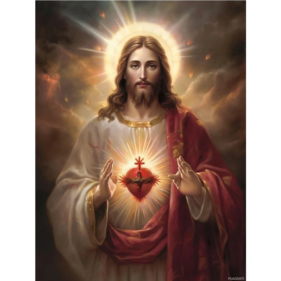 Jesus cristo coração sagrado pintura de arte diamante broca completa bordado ponto cruz diamante pontos kit pintura de strass para presente