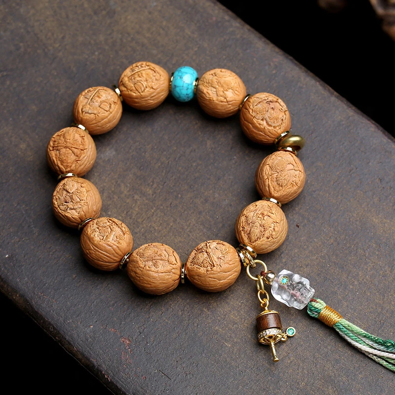 Natural Color Monkey Bodhi Bracelet, Single-Strand Buddhist Beads, White, And Other Accessories