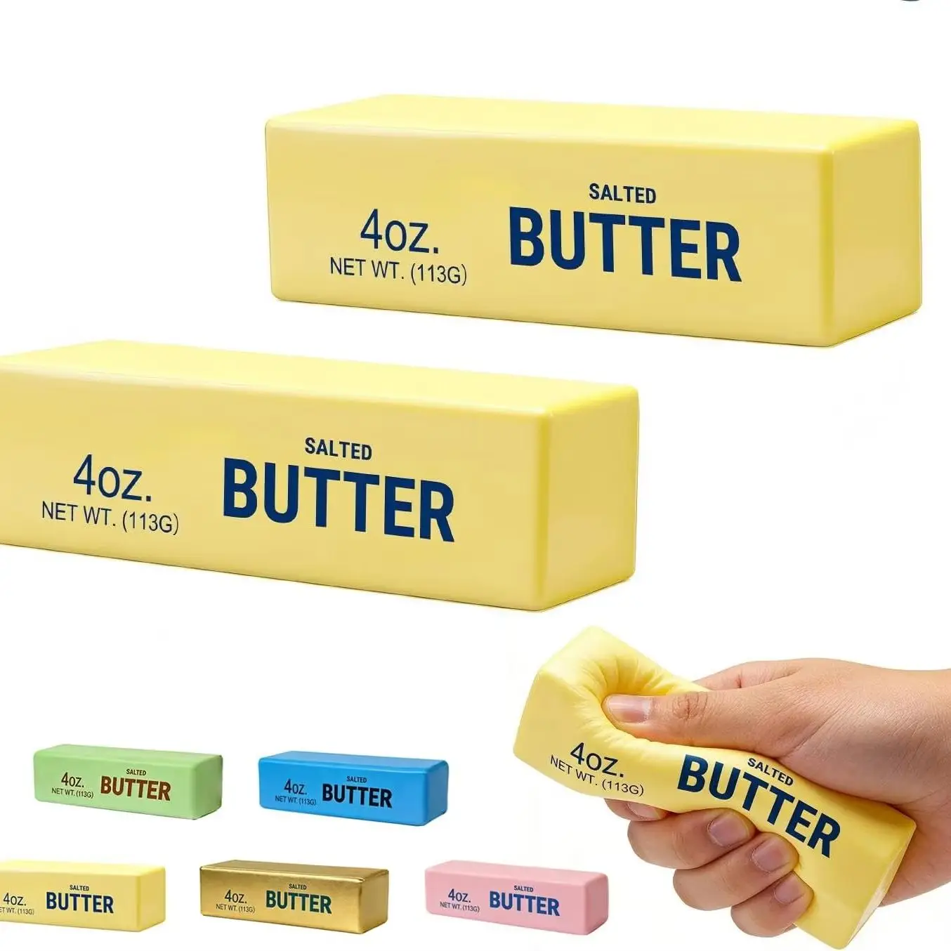 2pcs Butter Stick Squishy Fidget Toys Elastic Cheese Stick Funny Squeeze Prank Toy Stress Anxiety Relief Game