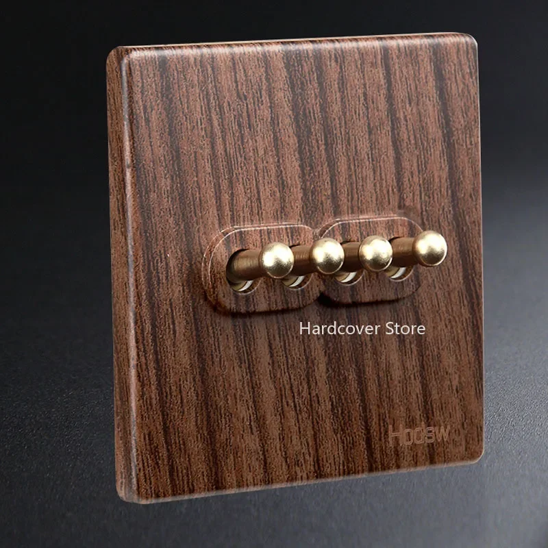 High Quality Vintage Toggle Switch Wood Color 1-4 Gang 2 Way Brass Lever Single Dual Control Wall Light Switch Panel