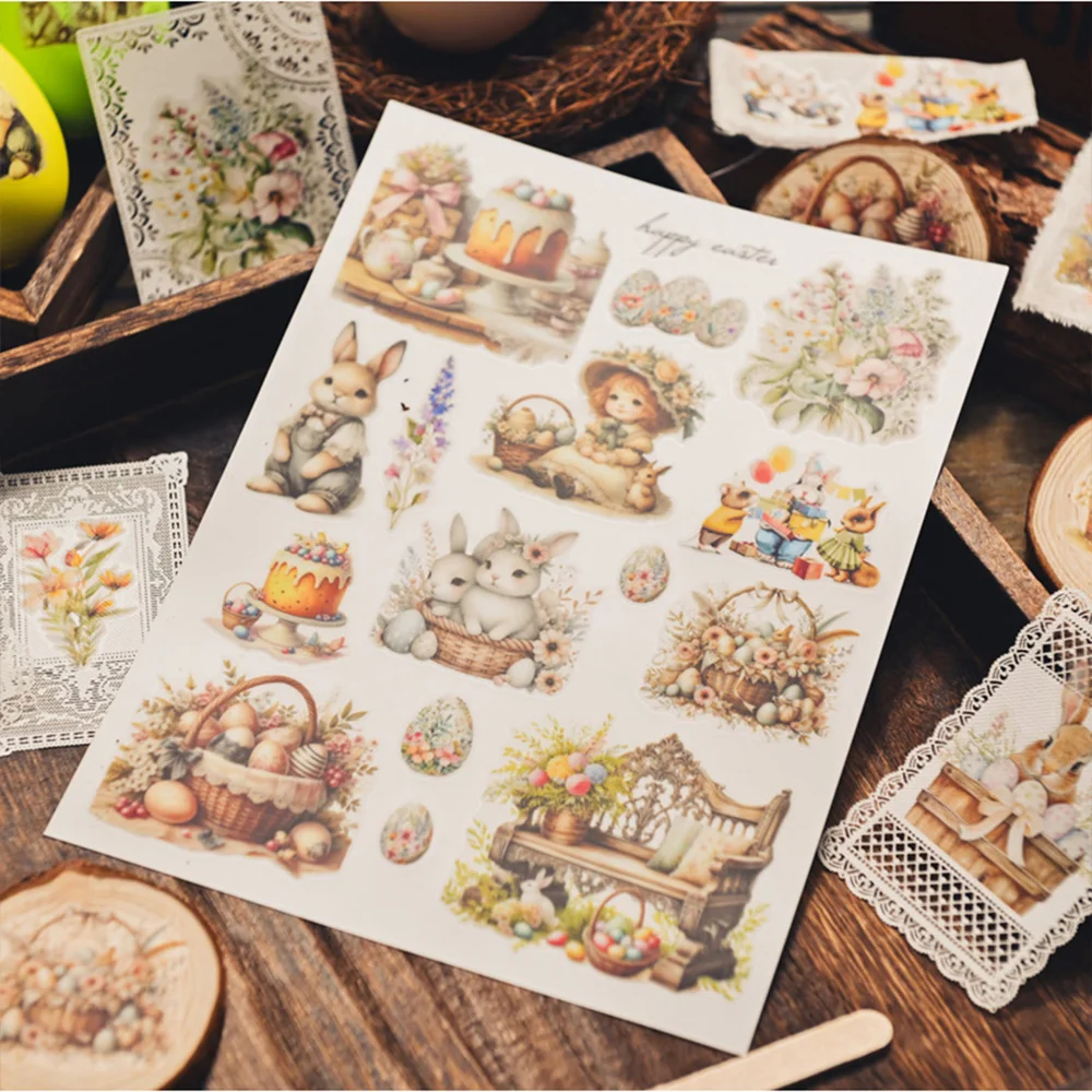 KSCRAFT 3 sheets A5 Easter Rub On Sticker Scrapbooking Junk Journal Crafts Transfer Stickers DIY Photo Albums Decorative