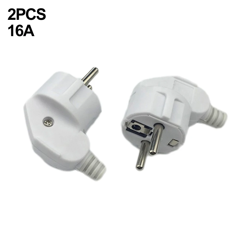 2pcs Power Plug EU Angled Plug 250V 16A With Kink Protection Grommet Plug For Electronic Device Appliances Lighting Fixtures