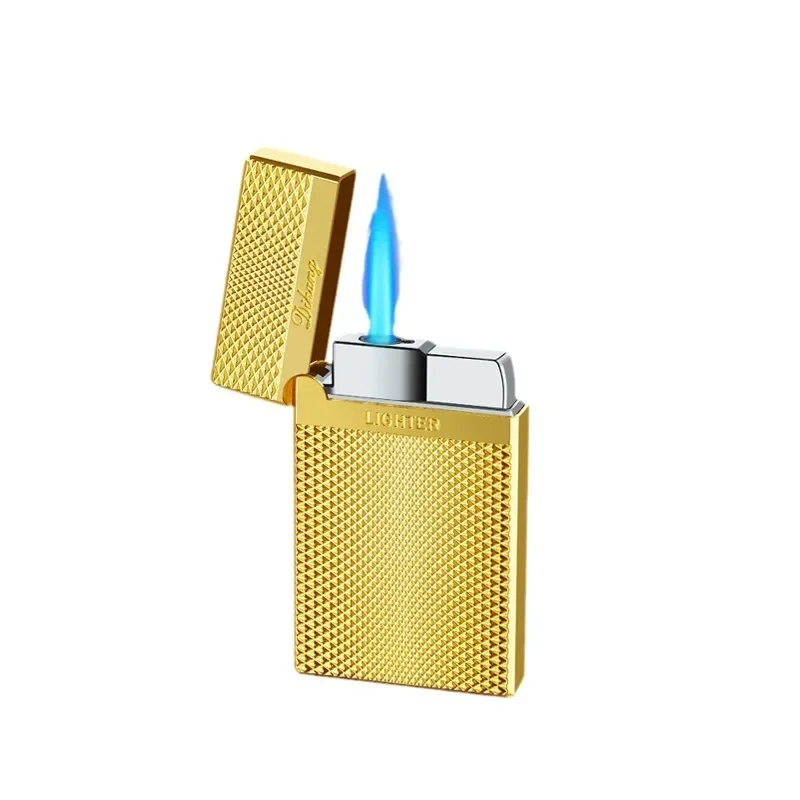 New Gold Direct Spray Windproof Metal Inflatable Butane Gas Cigar Lighter for Men\'s High End Gift Cigarette Accessories