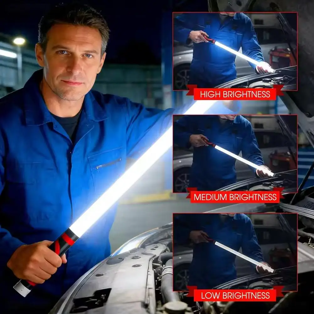 Flexible LED Work Light Rechargeable Bendable Flashlight 27in 800LM 3 Modes Type C Inspection Lamp For Car Repair 1PC