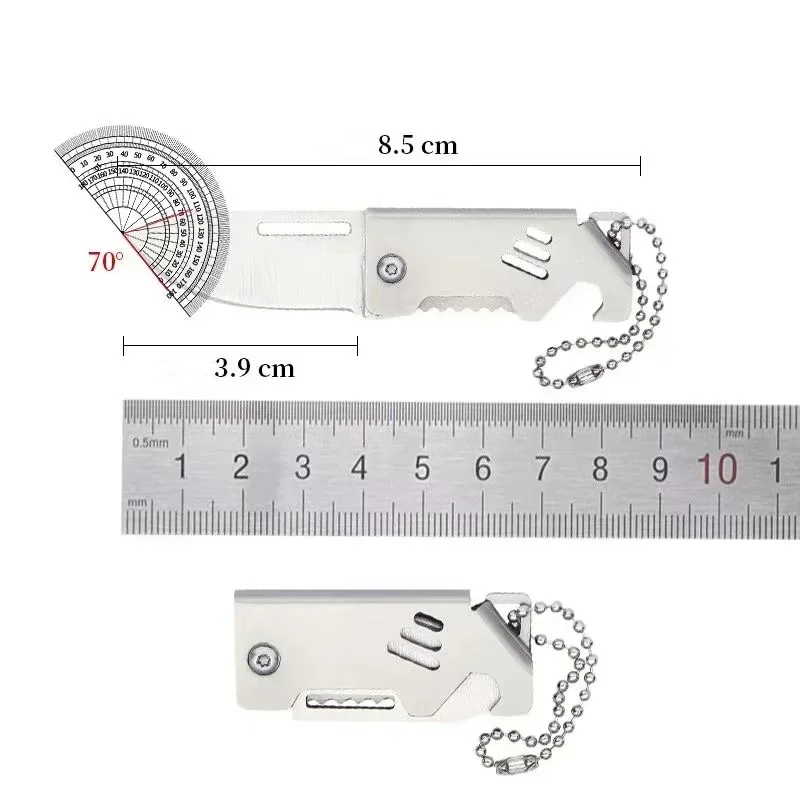 New Mini Outdoor Folding Steel Knife Portable Bottle Opener Sharp Cutting Tool High Hardness Camping Survival Tool D2 Hanger