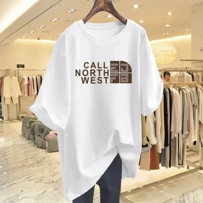 

Women Pure Cotton O-Neck Short Sleeve T-Shirt Summer New Casual Loose All-match Letter Tops Office Lady Fashion Basic Tees