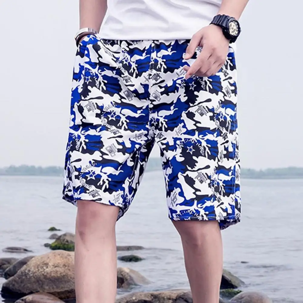 

Breathable Shorts Tropical Tree Printed Men's Summer Beach Shorts Casual Elastic Waist Seaside Shorts for Quick Drying Wide Leg