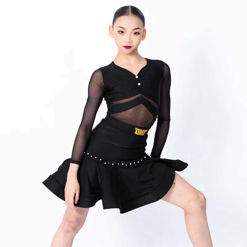 

Fashion Girls Latin Dance Professional Dress Kids Dancing Practice Clothes Children'S Latin Dance Comeptition Costume SL12455