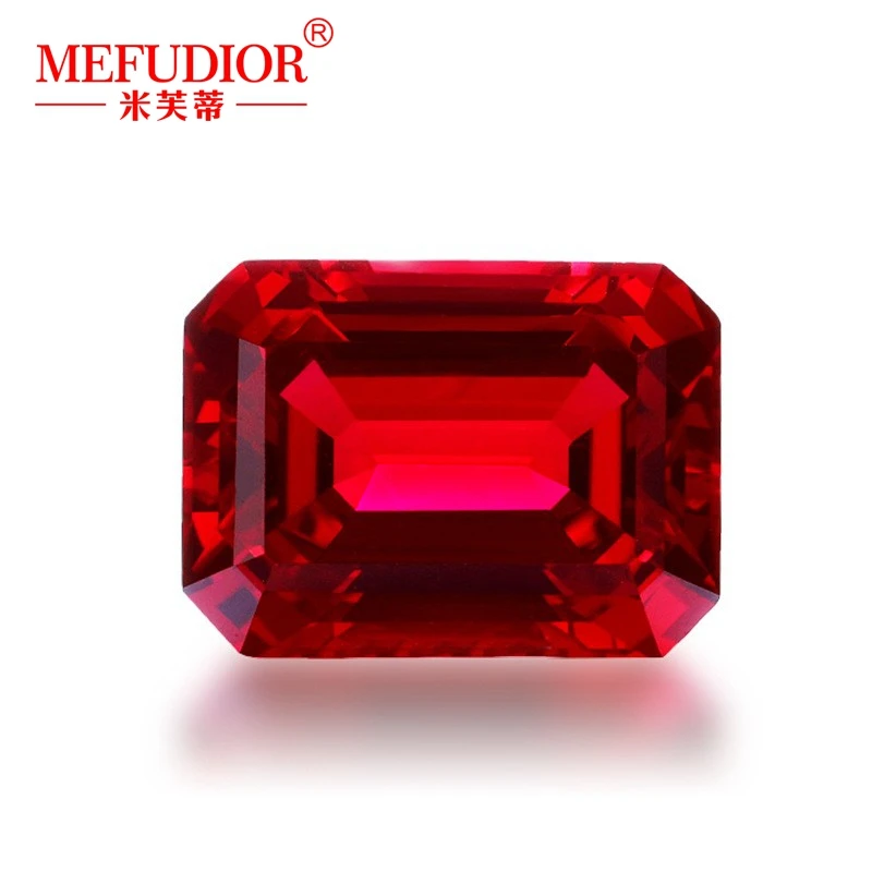 

Emerald Cut Lab-grown Ruby Red Gems 8A Octagon Step Cut Loose Stone Jewelry Accessories