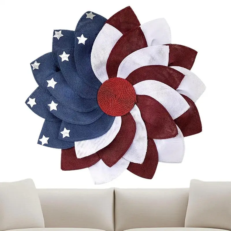 

Patriotic Burlap Wreath Red White And Blue Welcome Garland Decorative 4th Of July Wreaths For Corridor Garden School Home