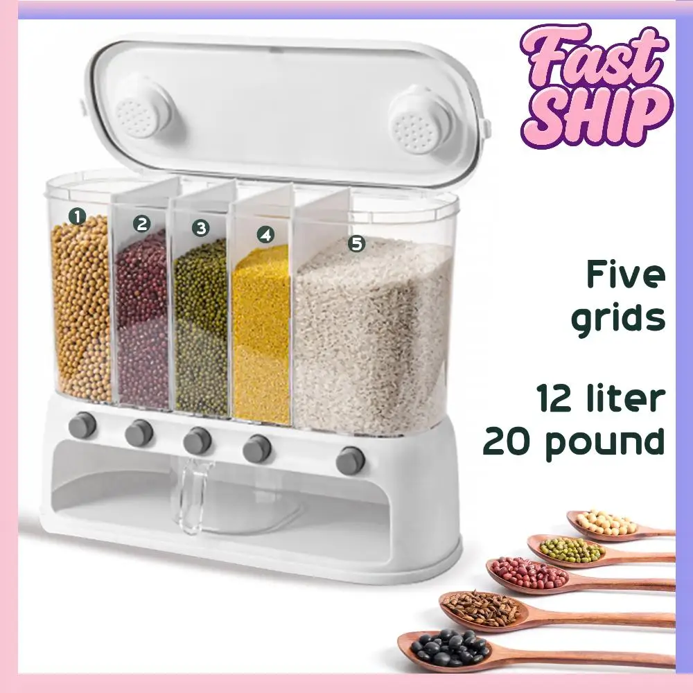 

Контейнер для круп 12 л, защита от насекомых, диспенсер для зерна, многофункциональный разделительный контейнер для риса с крышкой для кухни и дома