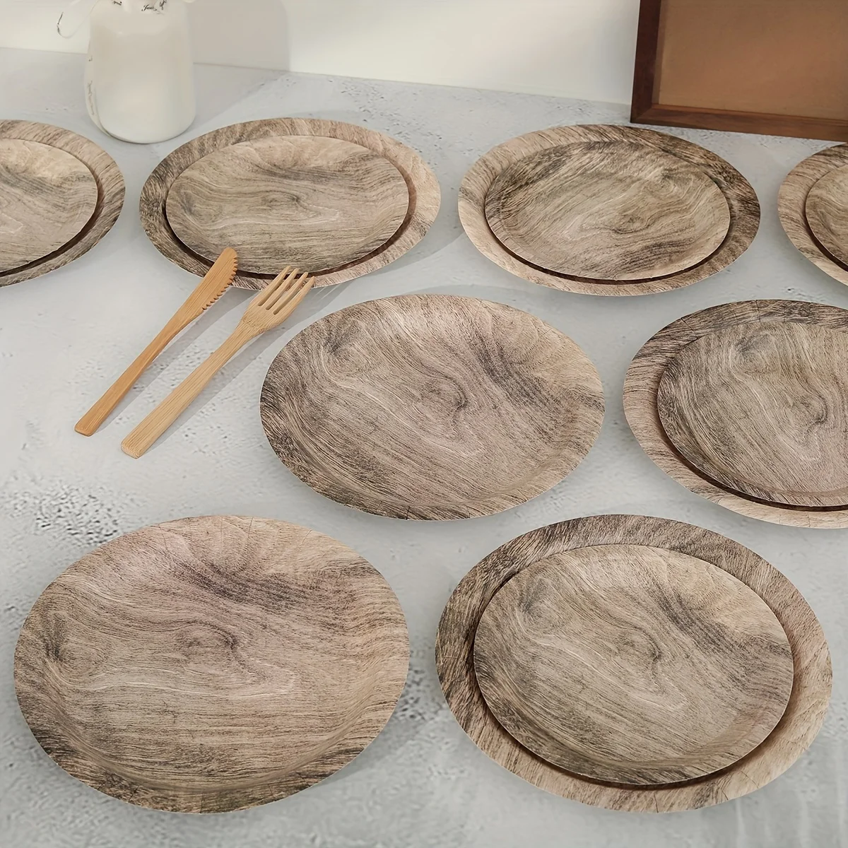 10 teile/satz Retro Nachahmung Holzmaserung Einweg-Essteller, Holzmaserung Dekorative Pappteller Set