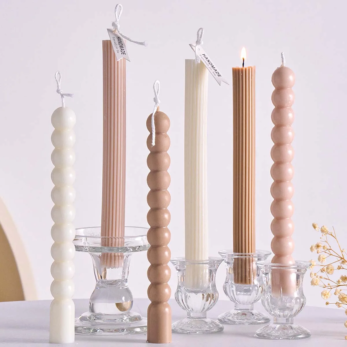 Geometry Candle Silicone Mold DIY Long Rod Stripes Bubble Bead Candles Making Supplies Resin Soap Chocolate Molds Home Craft Dec