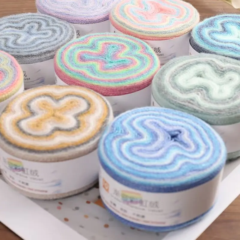 

10 шт. 1000 г градуированная радужная бархатная шерстяная пряжа для ручного вязания свитера, шарфов