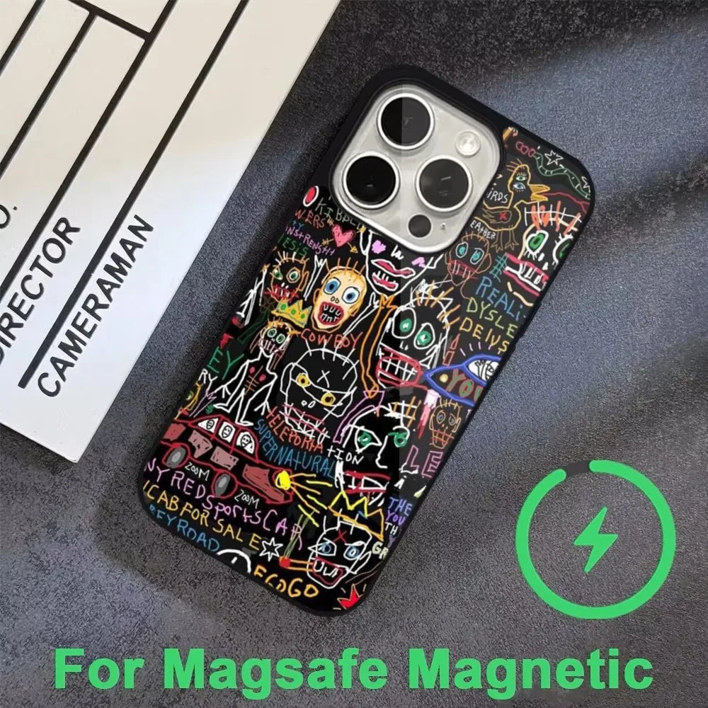 B-BasquiatS-S Art Phone Case  For iPhone 16,15,14,13,12,11,Pro,Max,Plus,Mini, Magsafe,Magnetic Wireless Charging Case