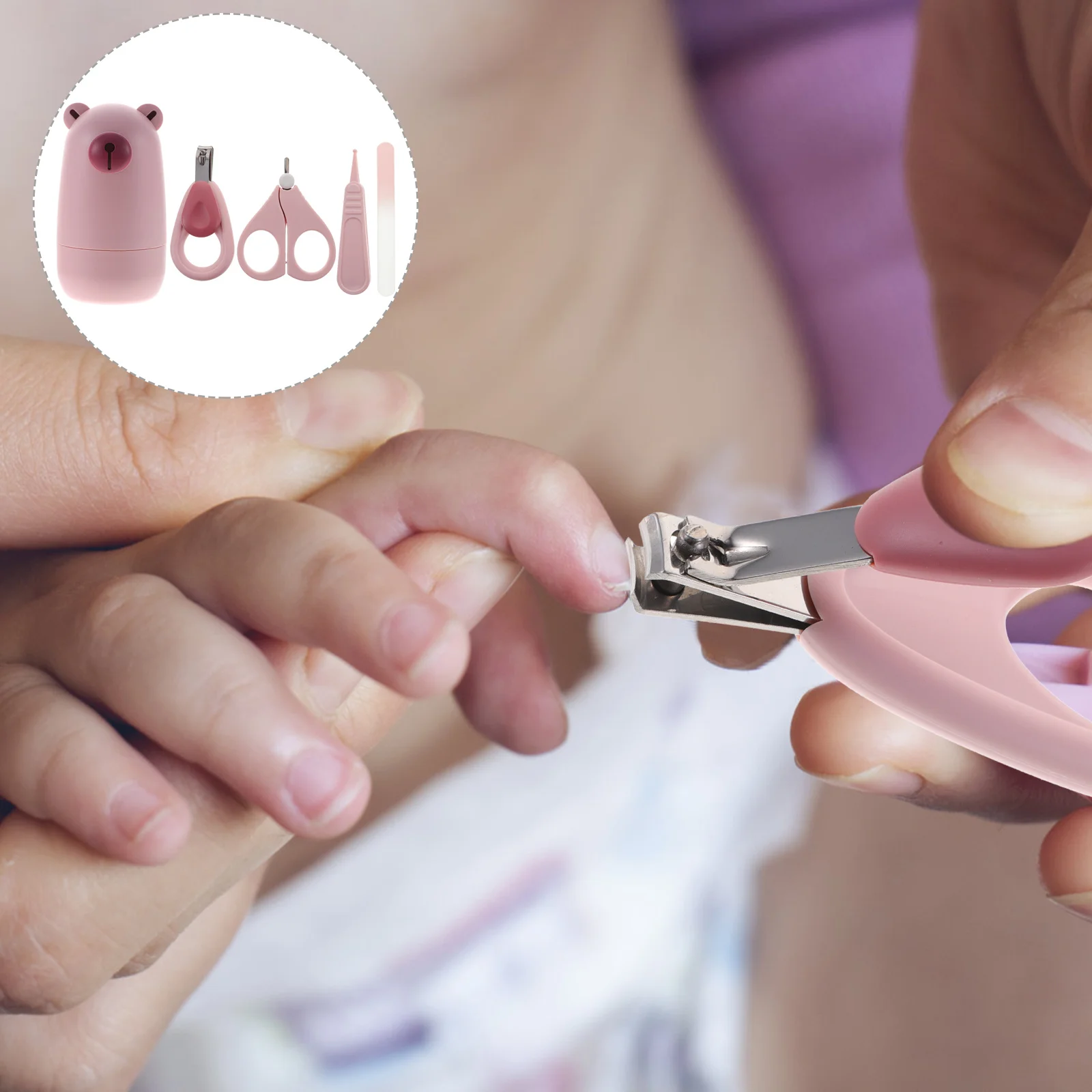 

1 комплект, набор детских кусачек для ногтей, детский маникюрный набор из нержавеющей стали, безопасный для ухода за новорожденными, яркие цвета для хранения