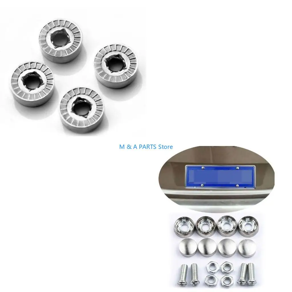 

U1JF Universal Car Truck License Plate Frames Screw Cap Replacement Tag Metal Latches Cover Fasteners Anti-Theft DIY Part
