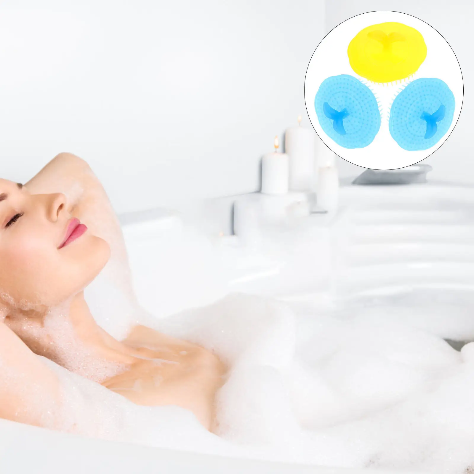 

Набор из 3 массажных щеток для кожи головы из прочного АБС-пластика для распутывания волос и равномерного нанесения средств в душе или ванной