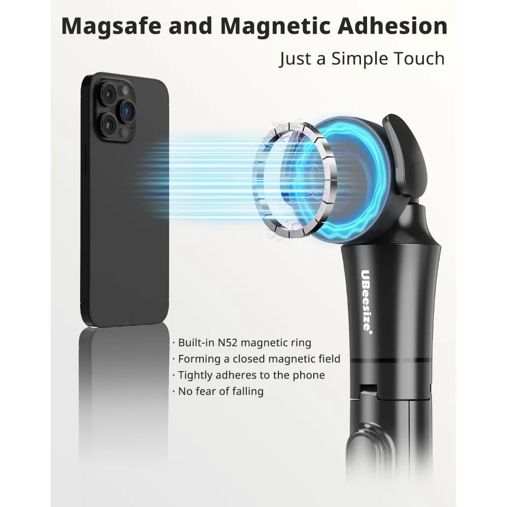 حامل ثلاثي مغناطيسي مقاس 72 بوصة مع جهاز تحكم عن بعد لأجهزة iPhone وAndroid، حامل سيلفي قابل للتمديد متوافق مع MagSafe #2