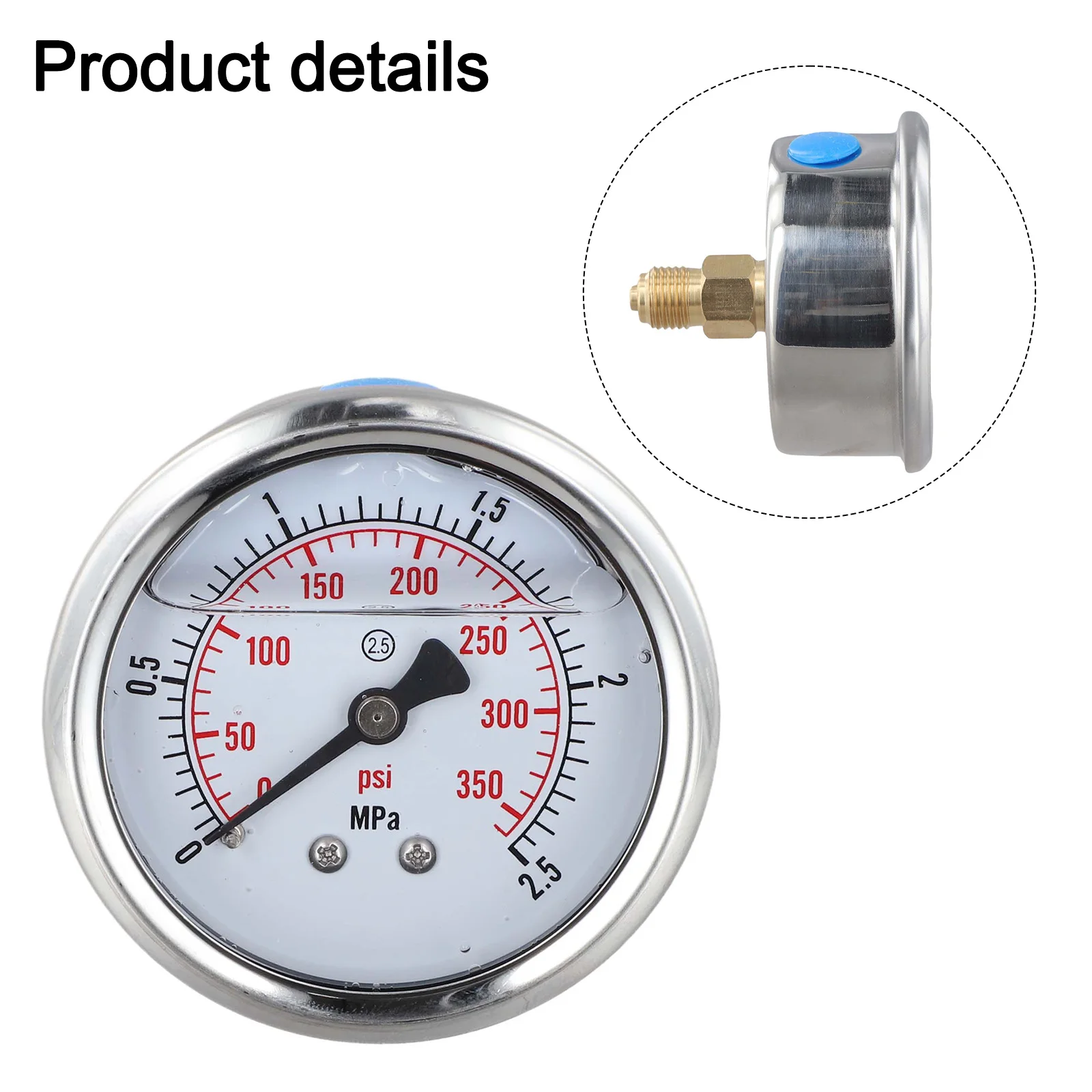 1PCS Pressure Gauge 60mm for dial Dual Scale 0 100 BarPSI for Hydraulic Vacuum and Industrial Pressure Measurement