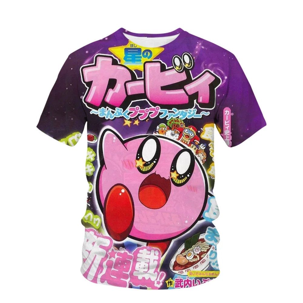 Anime Kawai Super Cute Star Kabi Cartoon Printed Children\'s Kirby Clothing T-shirt Summer Short Sleeve Children\'s Fashion G