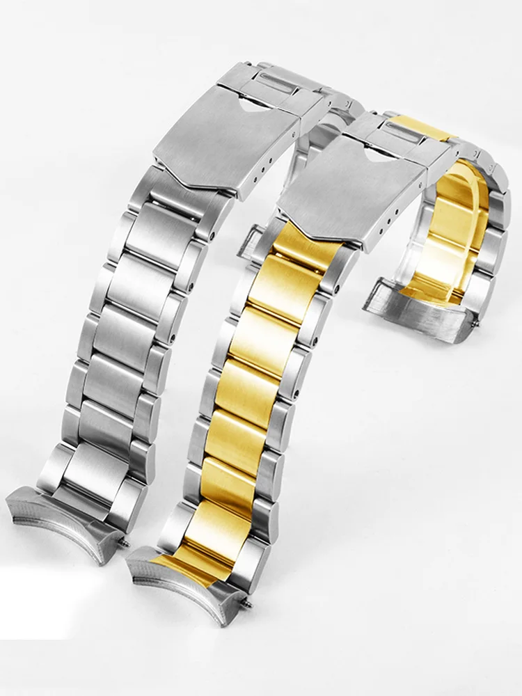 20mm 22mm Upgrade Rivets Curved Metal Strap For Tudor Bay Small Red Flower Black Shield Men Stainless Steel Watchband Bracelet