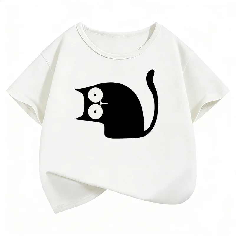 Sommer Katzen-Grafik Kinder T-Shirts Kurzarm-Shirts Cartoon Tier Jungen Mädchen Kleidung Kawaii Kätzchen Tops Y2K Kinder T-Shirt