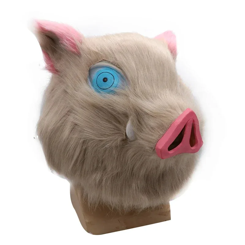 DY20Anime Hashibira Inosuke máscara casco Kimetsu No Yaiba Cosplay capucha pelo cerdo máscara sombreros Halloween carnaval disfraz Prop25