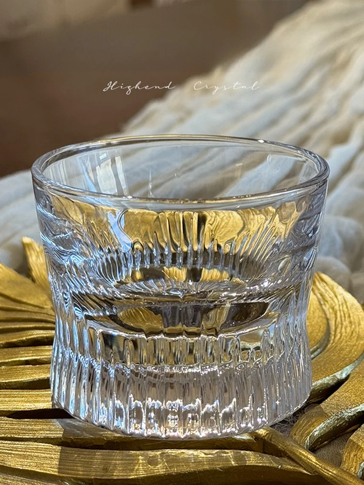 Nordic Crystal Glass Moon Lamp Cup Vintage Whiskey Wine Glass Creative Sweet Wine Cup High Aesthetic Value Pink Middle-Aged Cup