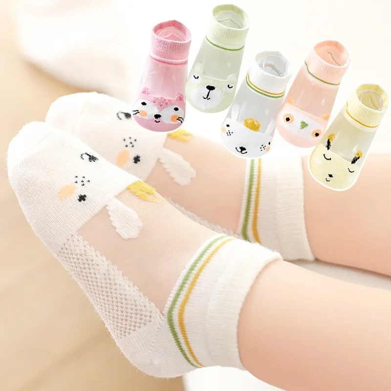 5 Pairs of Summer Thin Boys and Girls Cartoon Cute Fashion Student Children Everything Lace Mesh Breathable Socks