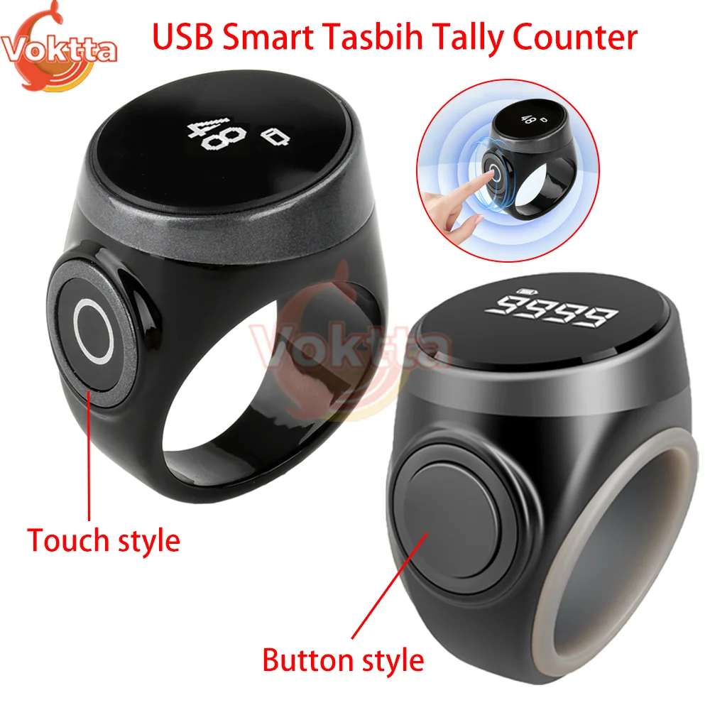 

USB Smart Tasbih Tally Counter Finger Ring Tally Counter Digital Muslim Tasbeeh Zikr Молитва Время Вибрации Напоминание Водонепроницаемый