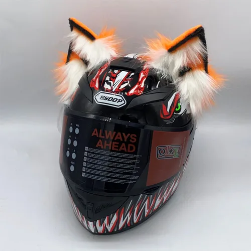 Imagen 2 del producto Decoración para casco eléctrico de motocicleta, orejas de lobo estéreo 3D, accesorios para casco de motocicleta plegables de felpa, pegatinas, estilo de Cosplay