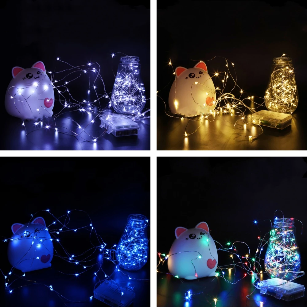 Battery LED String Fairy Lights Christmas Garland 5M 50LED/10M 100LED Remote Control Waterproof Holiday Wedding Decoration
