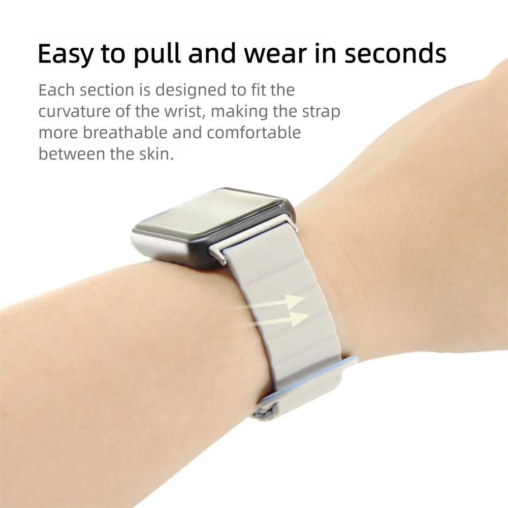 2025 Latest 18mm Magnetic Lock Sport Silicone Watch Strap for Samsung Galaxy Fit3 Soft Ventilated Quick Install Adjustable Band