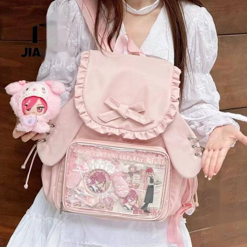 Rabbit Ear Itabag Y2K Backpack Japan Kawaii JK Lolita Cute Bag Rebellion Anti Splash Splicing Large Capacity Storage Backpack